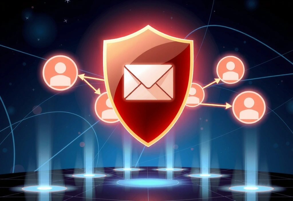 Illustration of digital privacy and data protection, showing a shield over personal information