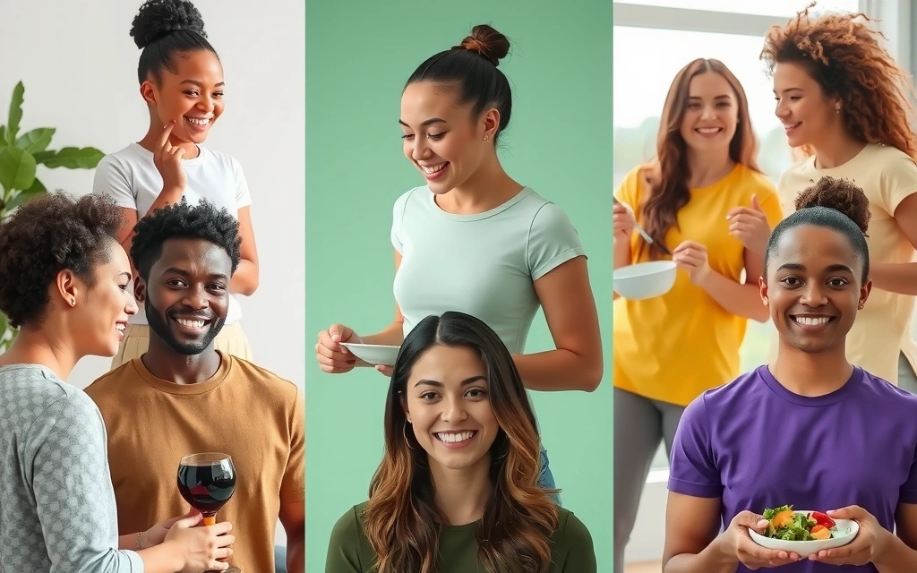 Diverse group of people engaging in various health-related activities