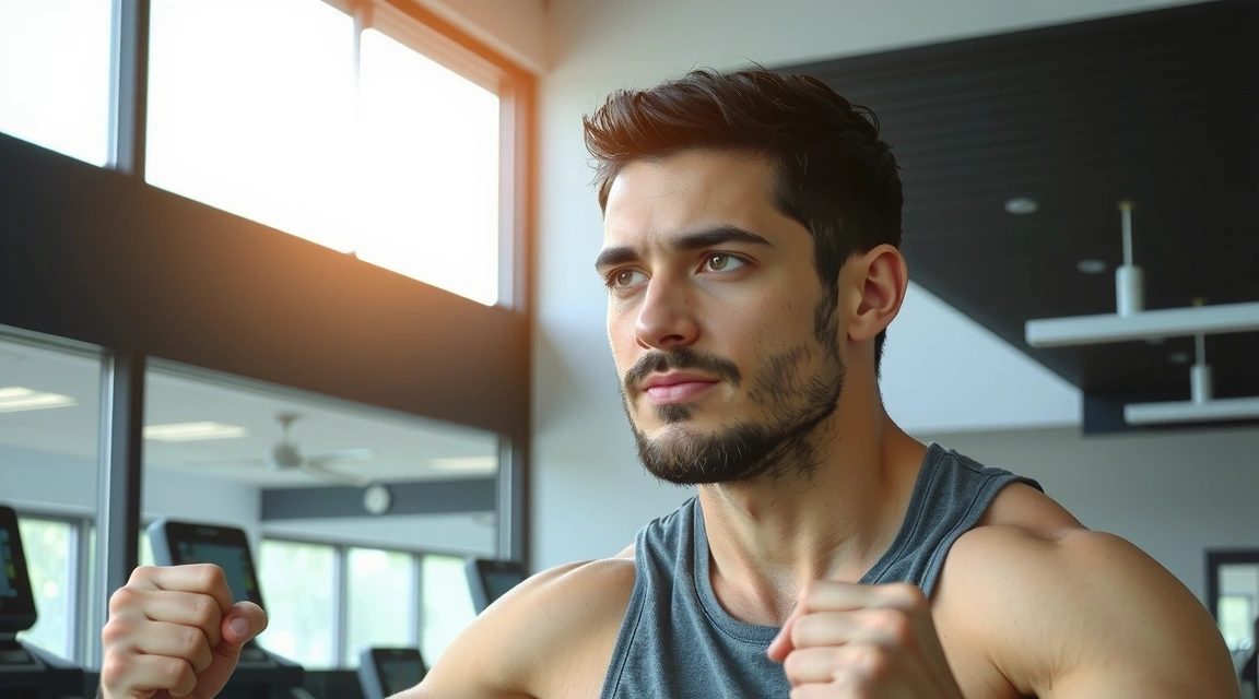 Alex, a man in his 30s, looking energetic and focused